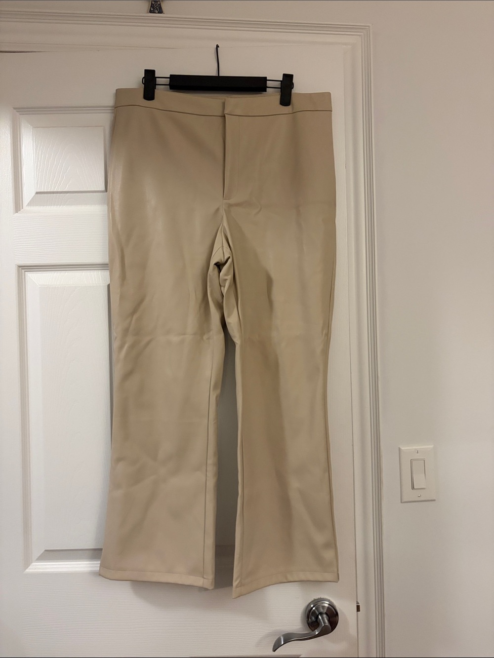 Joe Fresh Cream Faux-Leather Straight-Leg Pants
